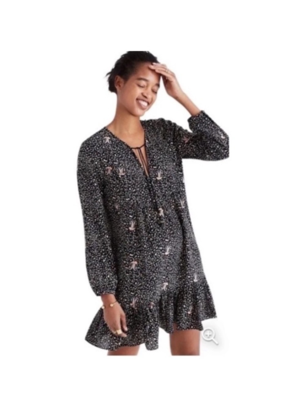 Madewell Tunic Dress Fiesta Paisley Ruffle Silk